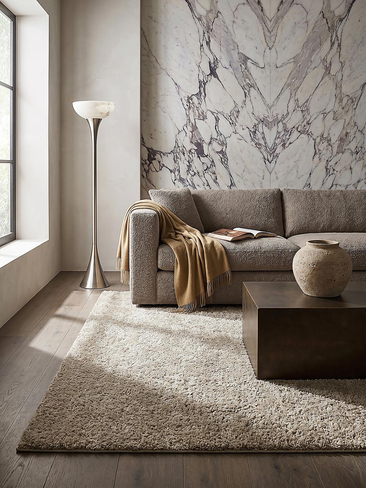TEPPICH LYNE, einfarbig, Beige, 200 x 200 cm - Beige, Textil (200/200cm) - KADIMA DESIGN