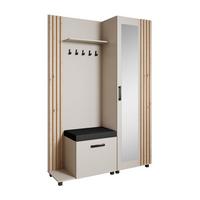 GARDEROBENSCHRANK Livia mit Aufhängern und Spiegel, Kaschmir, links - Kaschmir/Eiche Artisan, Holzwerkstoff (137/207/42cm) - Beautysofa