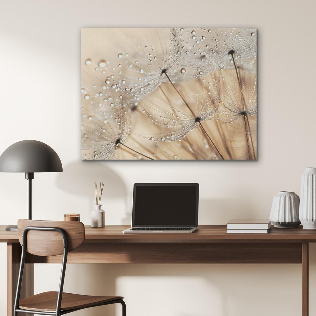 AKUSTIKBILD Löwenzahn - Abstrakt - Natur - Beige Gemälde 80x60 cm - Braun, Kunststoff (80/60/0.9cm) - MuchoWow