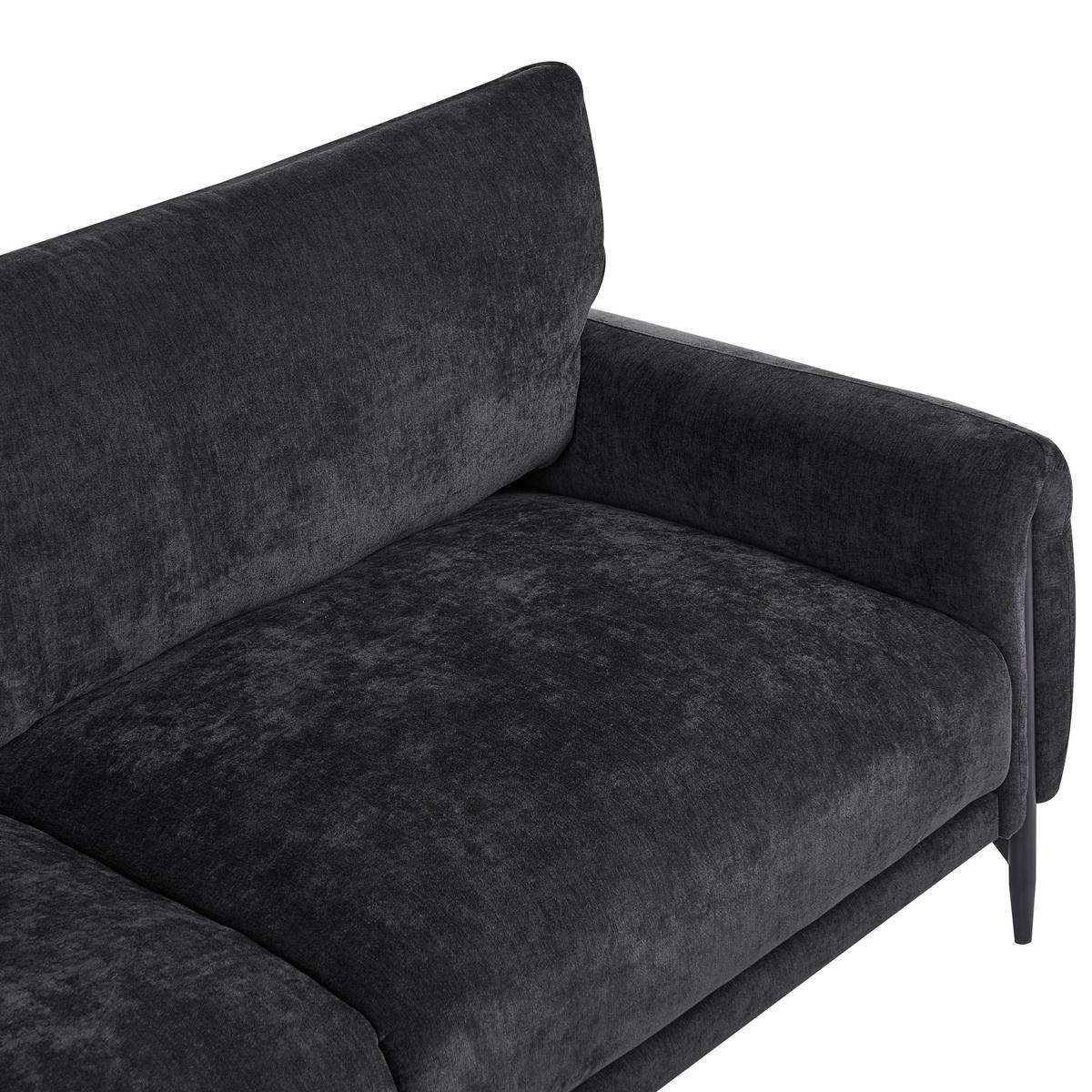 3-SITZER-SOFA Chenillegewebe Schwarz Skaro - Schwarz, Textil (214/87/89cm) - Beliani