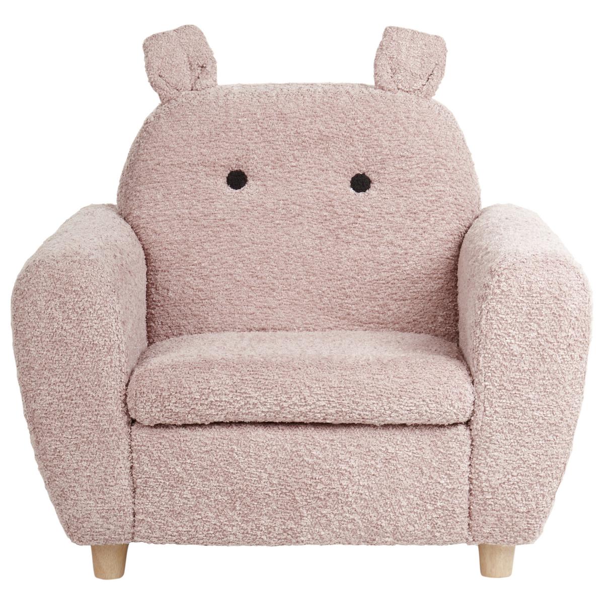 KINDERSESSEL Nilpferd Bouclé Pastellrosa Maribo - Pink, Textil (61/59/44cm) - Beliani