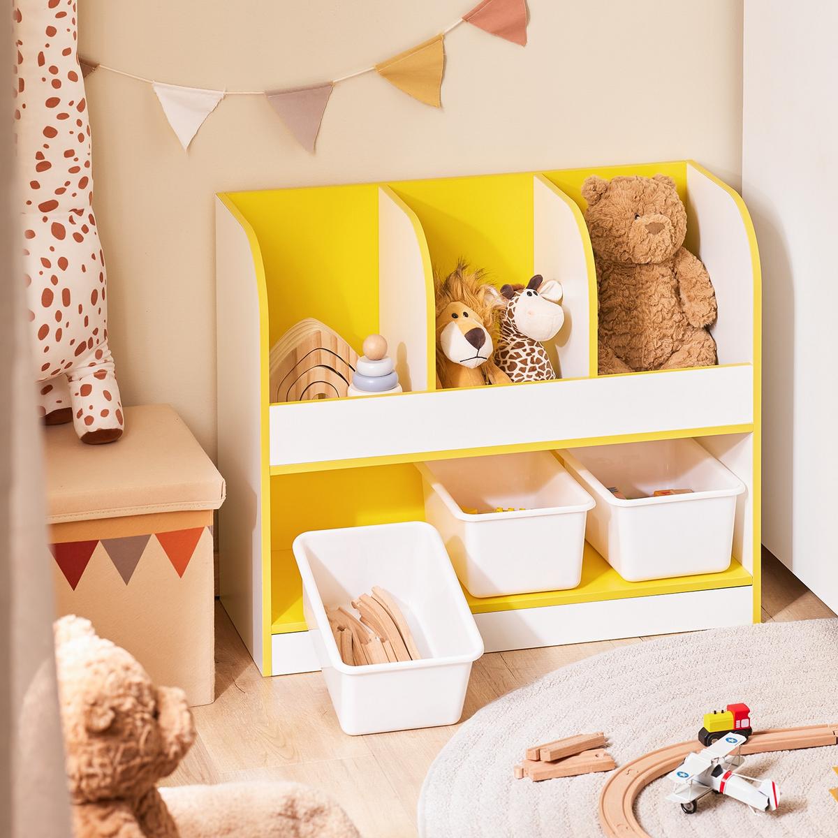 KINDERREGAL Weiß-Gold - Goldfarben/Weiß, Holzwerkstoff (70/58/30cm) - SoBuy