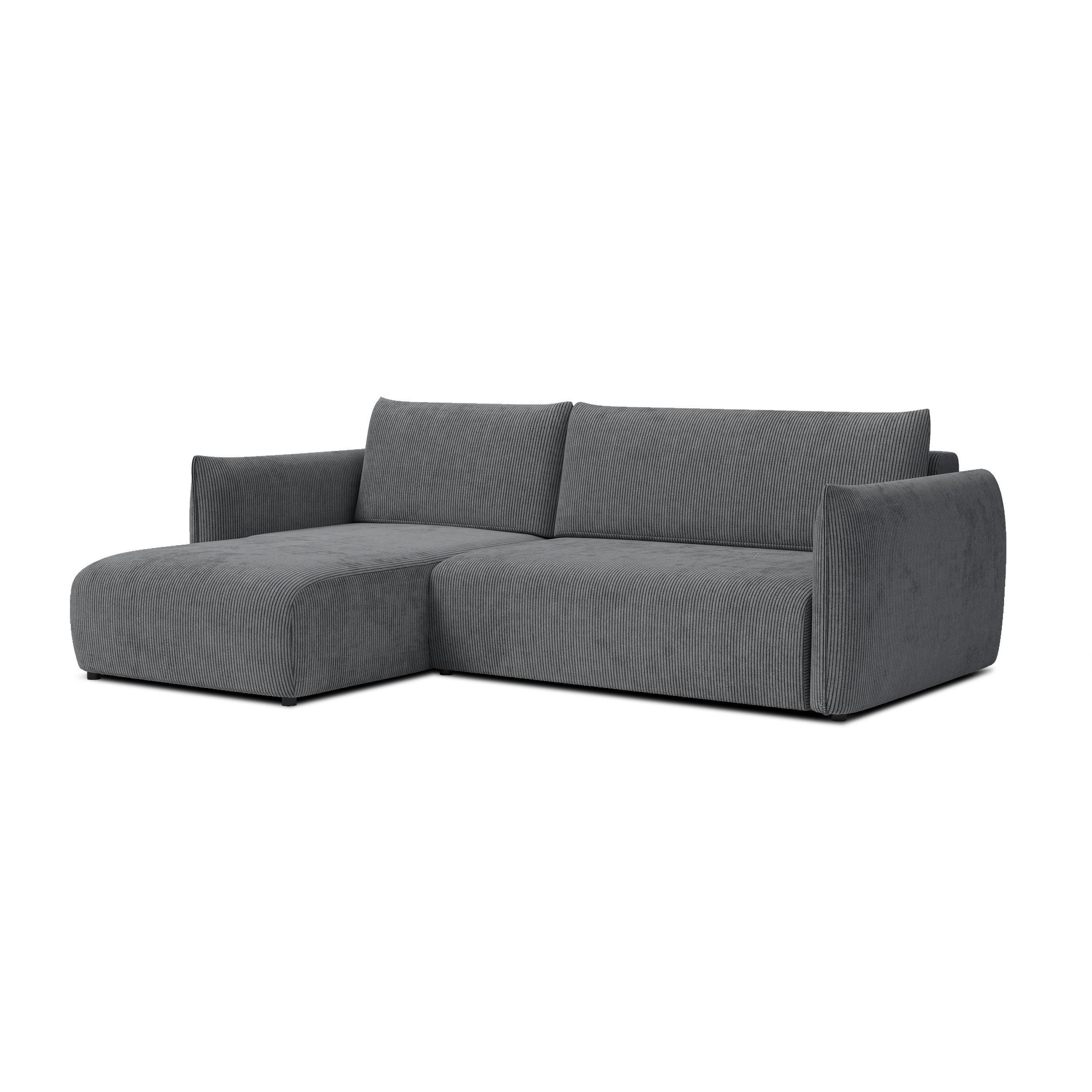 ECKSOFA TAUER 3-Sitzer rechts, dunkelgrau - Dunkelgrau/Schwarz, Holz/Textil (248/173cm) - Wozimo