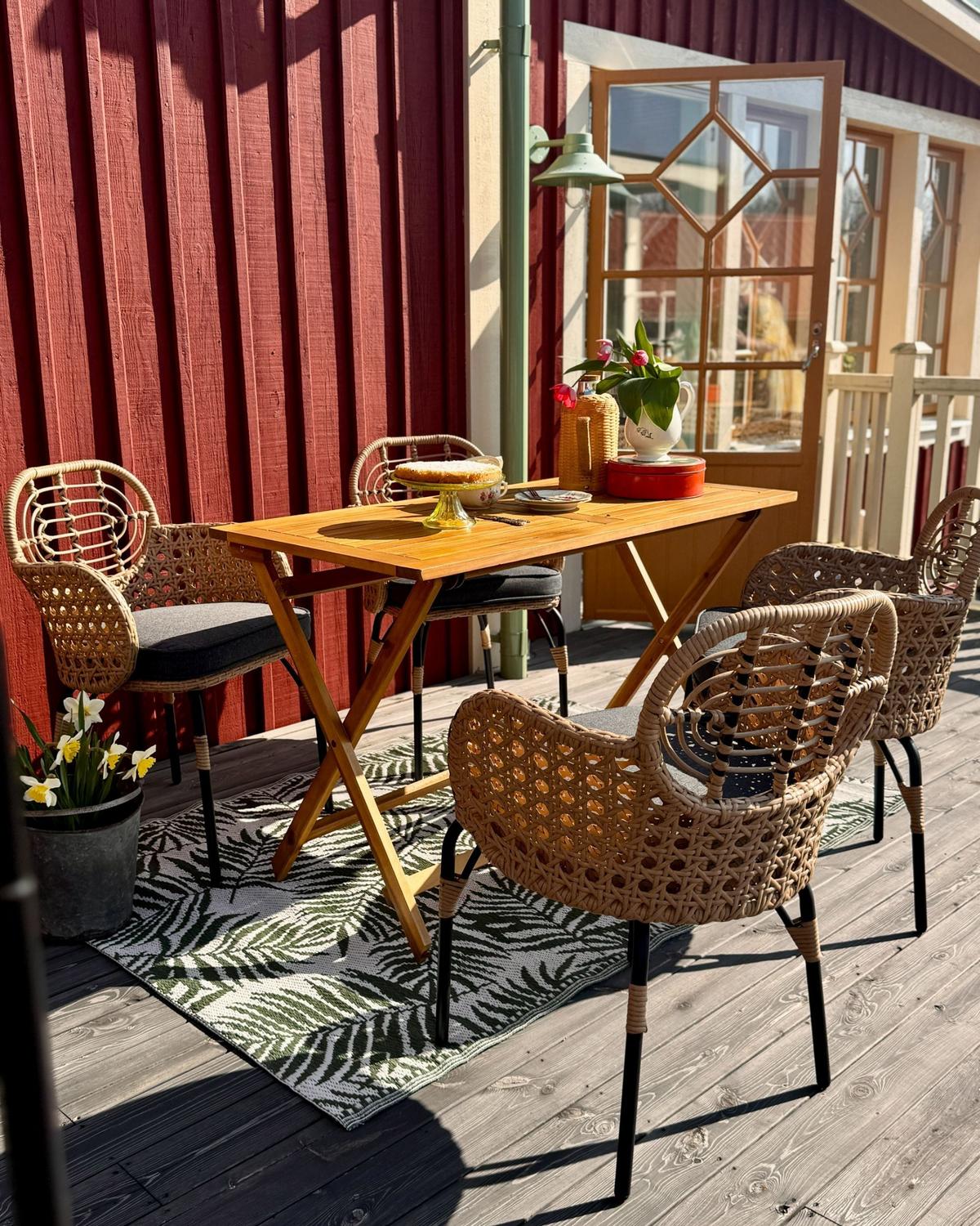 GARTENSTUHL 4er-Set PE Rattan Auflage graphitgrau Pratello - Graphitfarben, Kunststoff (45/84/49cm) - Beliani