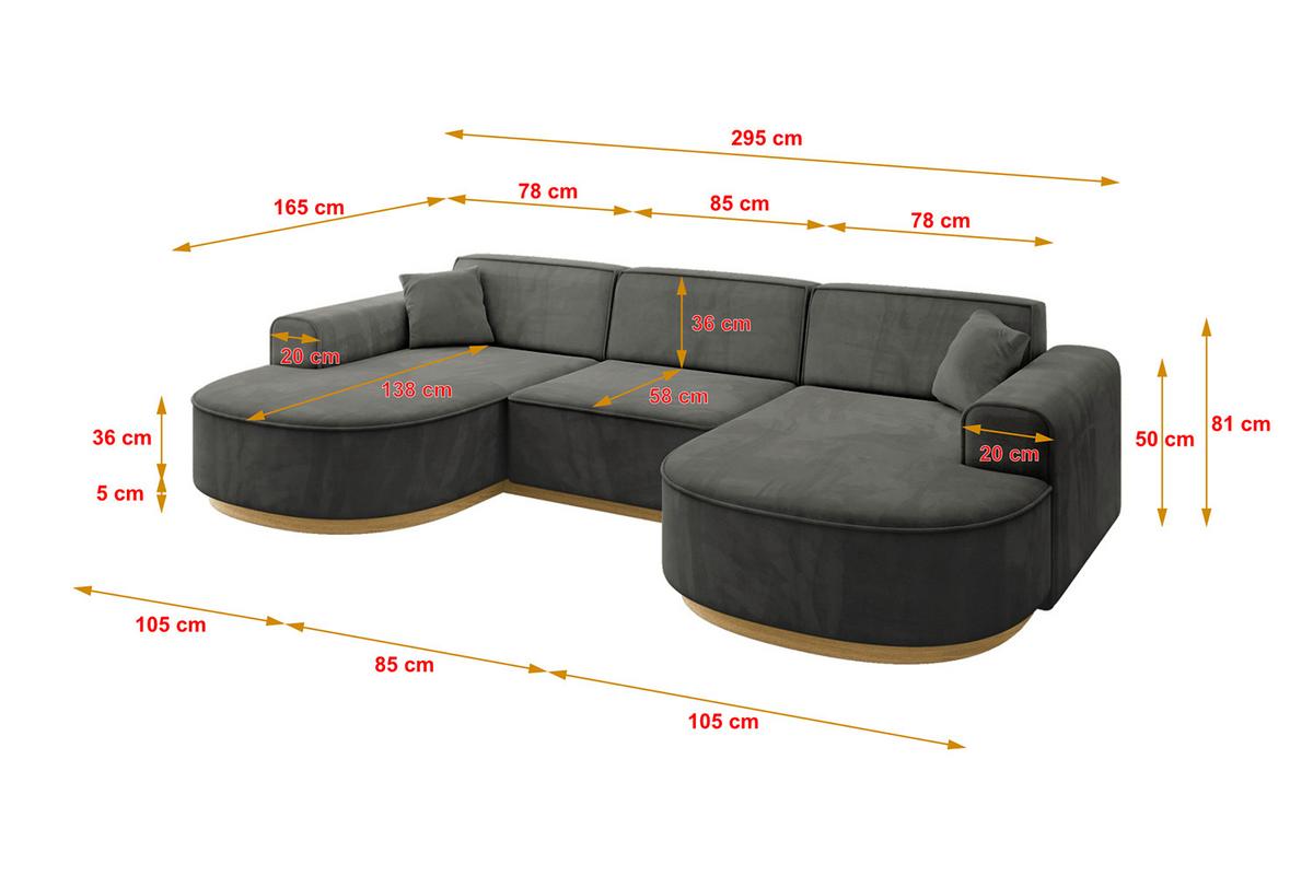 WOHNLANDSCHAFT MARI-U1-v2 - 303x171x83 cm Dunkelgrau Velours - Dunkelgrau, Holzwerkstoff/Textil (303/83/171cm) - ALTDECOR
