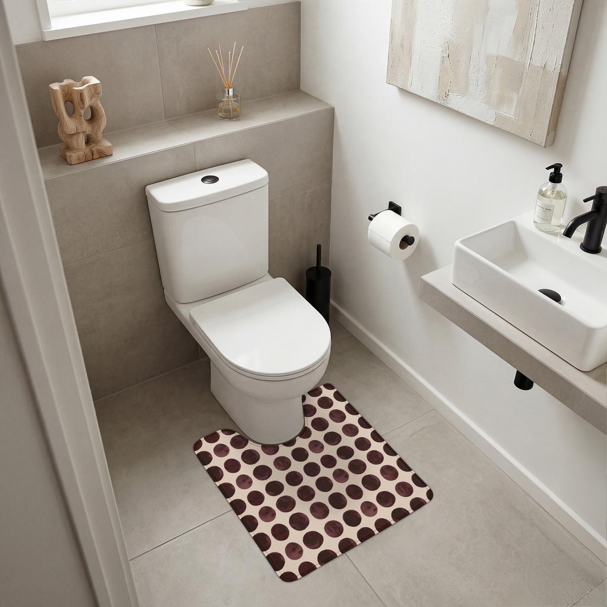 WC-VORLEGER Polka dots - Muster - Braun Toilettenvorleger 55x60 cm - Bordeaux, Textil (55/1cm) - OnlyWow