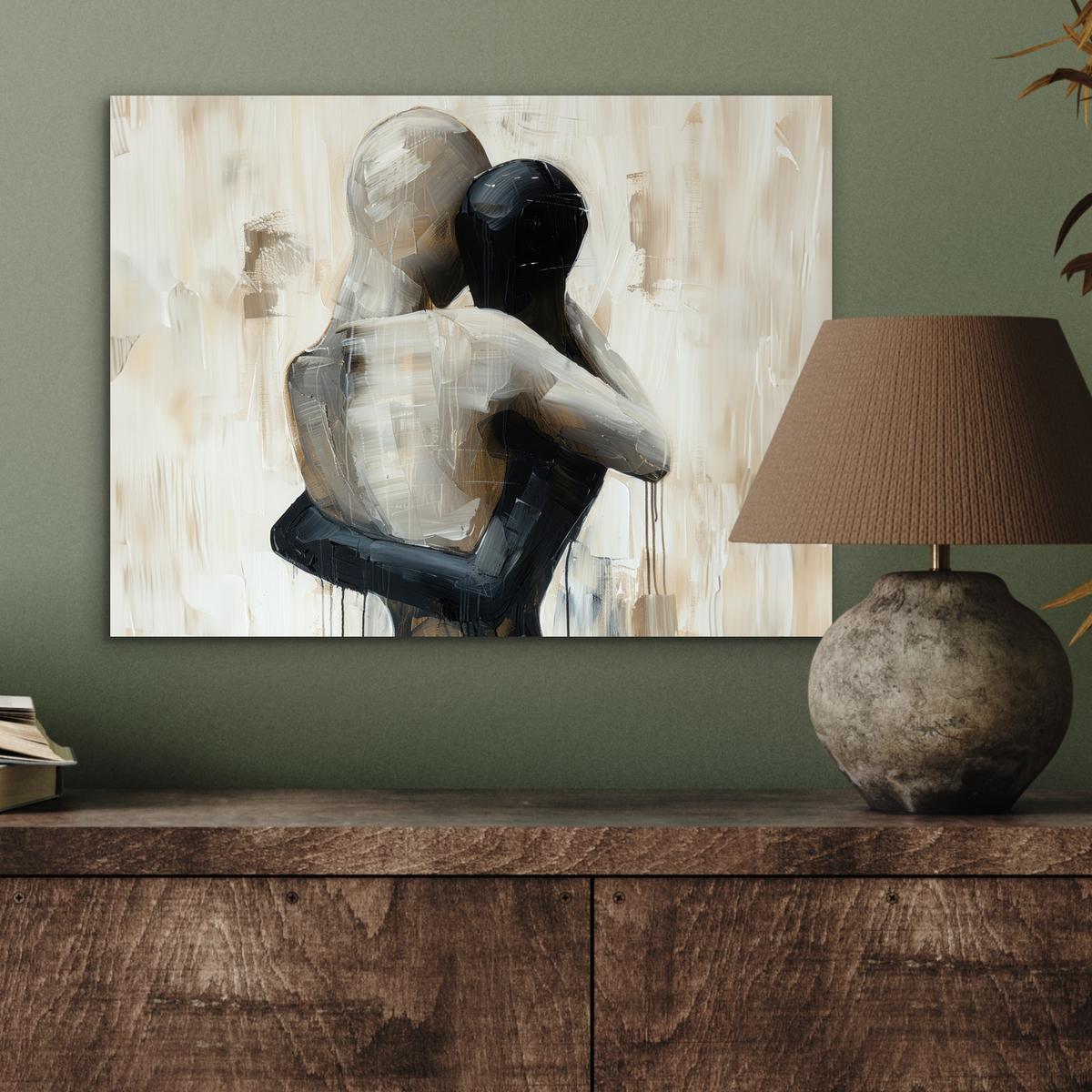 METALLBILD Abstrakt - Liebe - Schwarz und weiß - Modern 40x30 cm - Schwarz, Metall (40/30cm) - MuchoWow