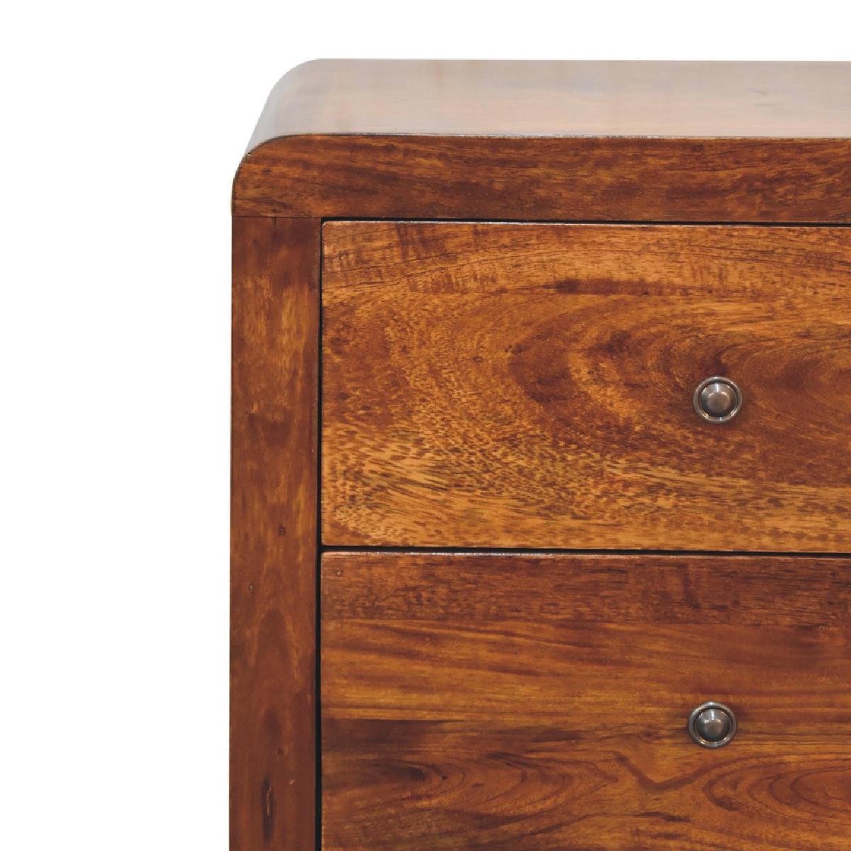 NACHTTISCH ASPEN mit 3 Schubladen, Braun - Messingfarben/Braun, Holz/Metall (45/60/35cm) - Artisan Furniture