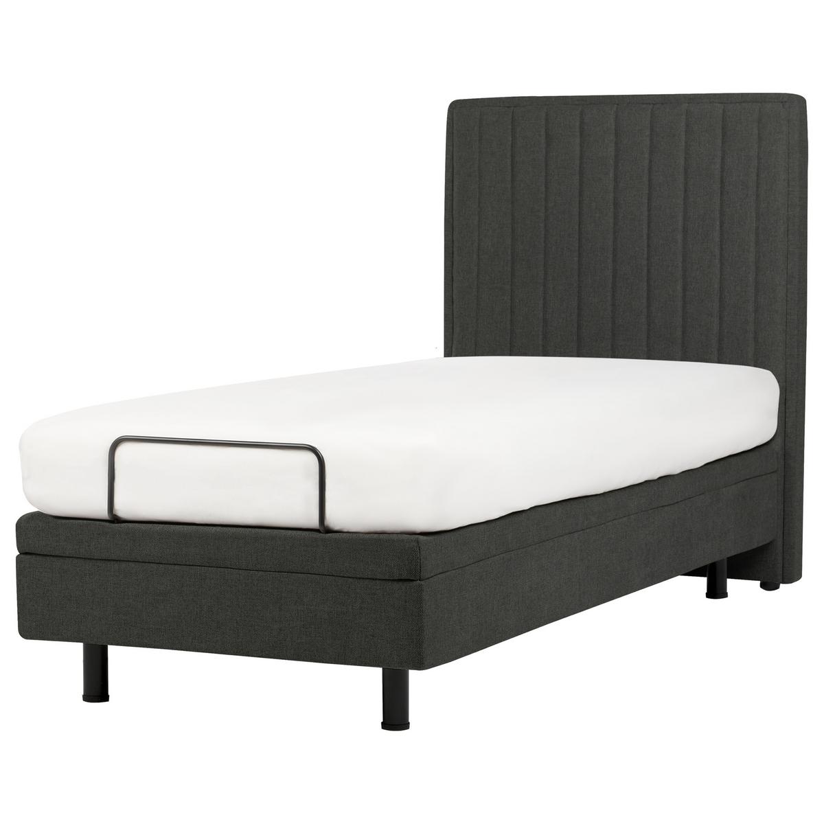 BETT verstellbar 90/200 cm Stoff Dunkelgrau Castellan - Dunkelgrau, Textil (90/200cm) - Beliani