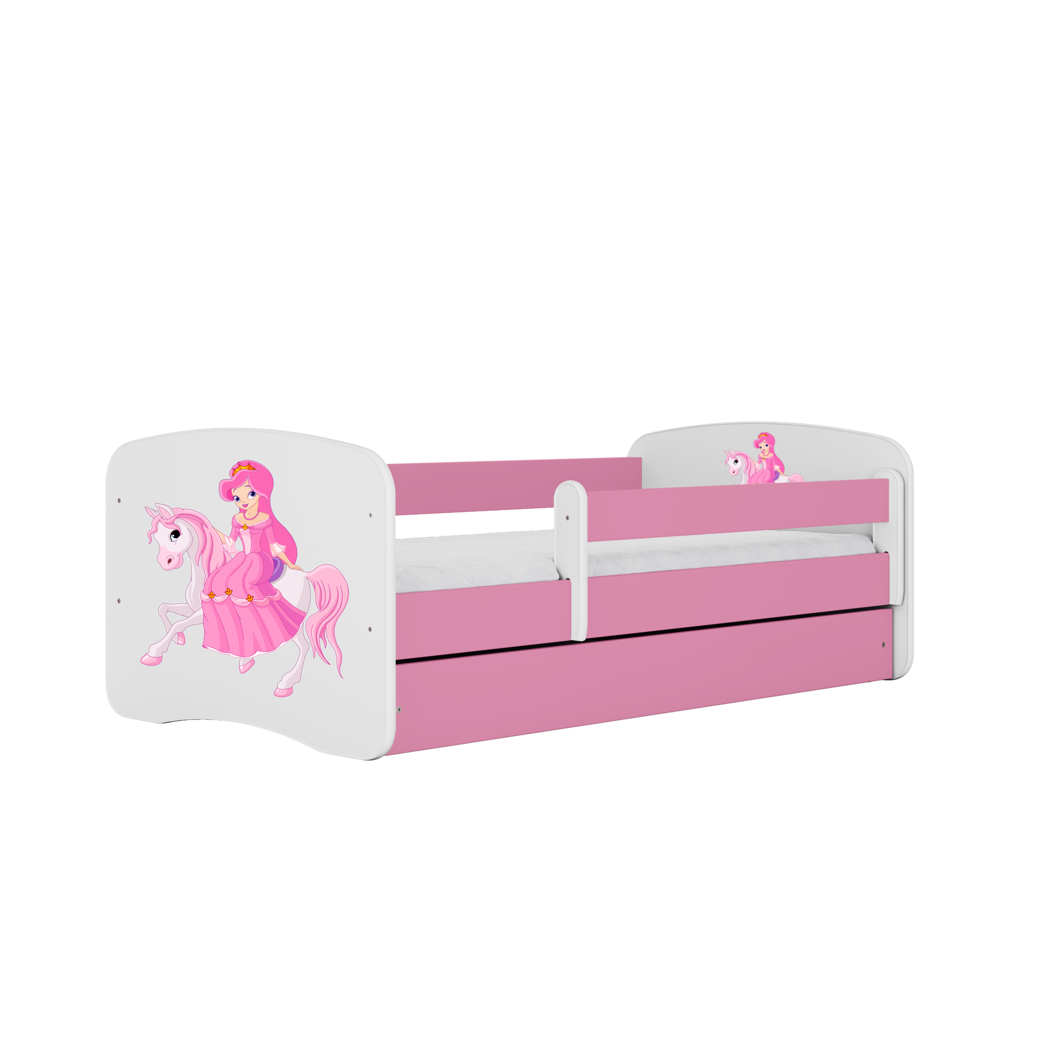 KINDERBETT Prinzessin zu Pferd mit Schublade und Matratze 140/70 - Rosa, Holzwerkstoff (70/140cm) - RAUMHIRSCH FURNITURE