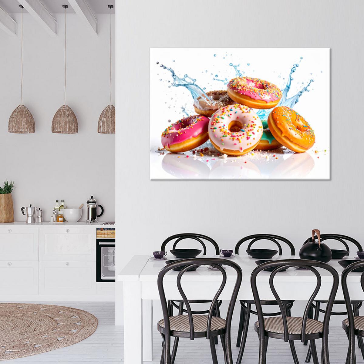 LEINWANDBILD Donuts Krapfen Kekse 100x70cm - Multicolor, Textil (100/70cm) - Feeby