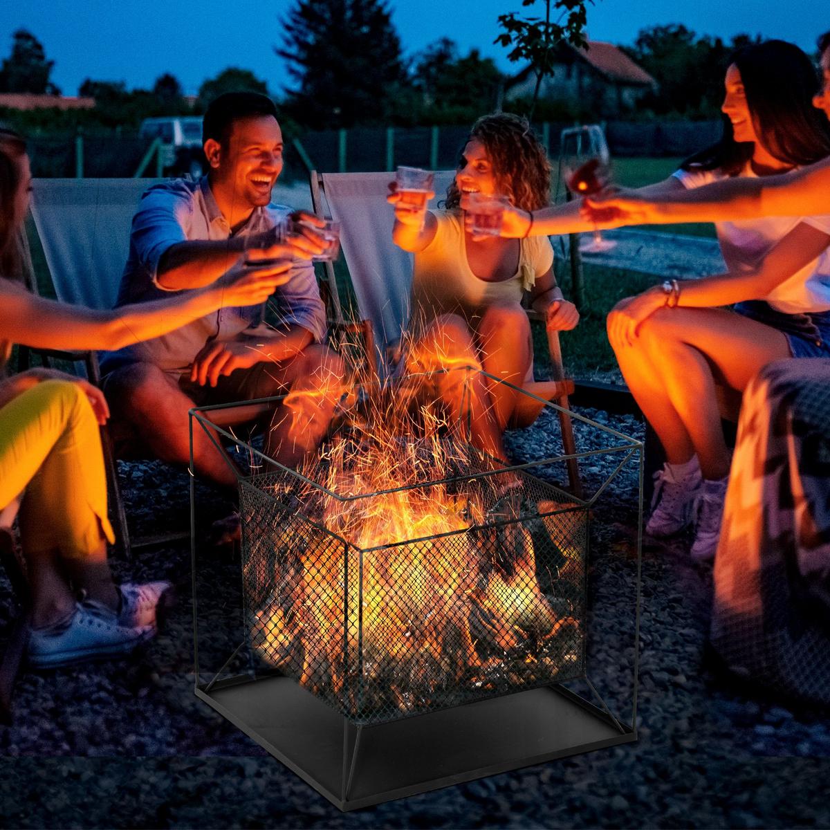 FEUERSCHALE, Metall, Schwarz - Schwarz, Metall (45/43/45cm) - Outsunny