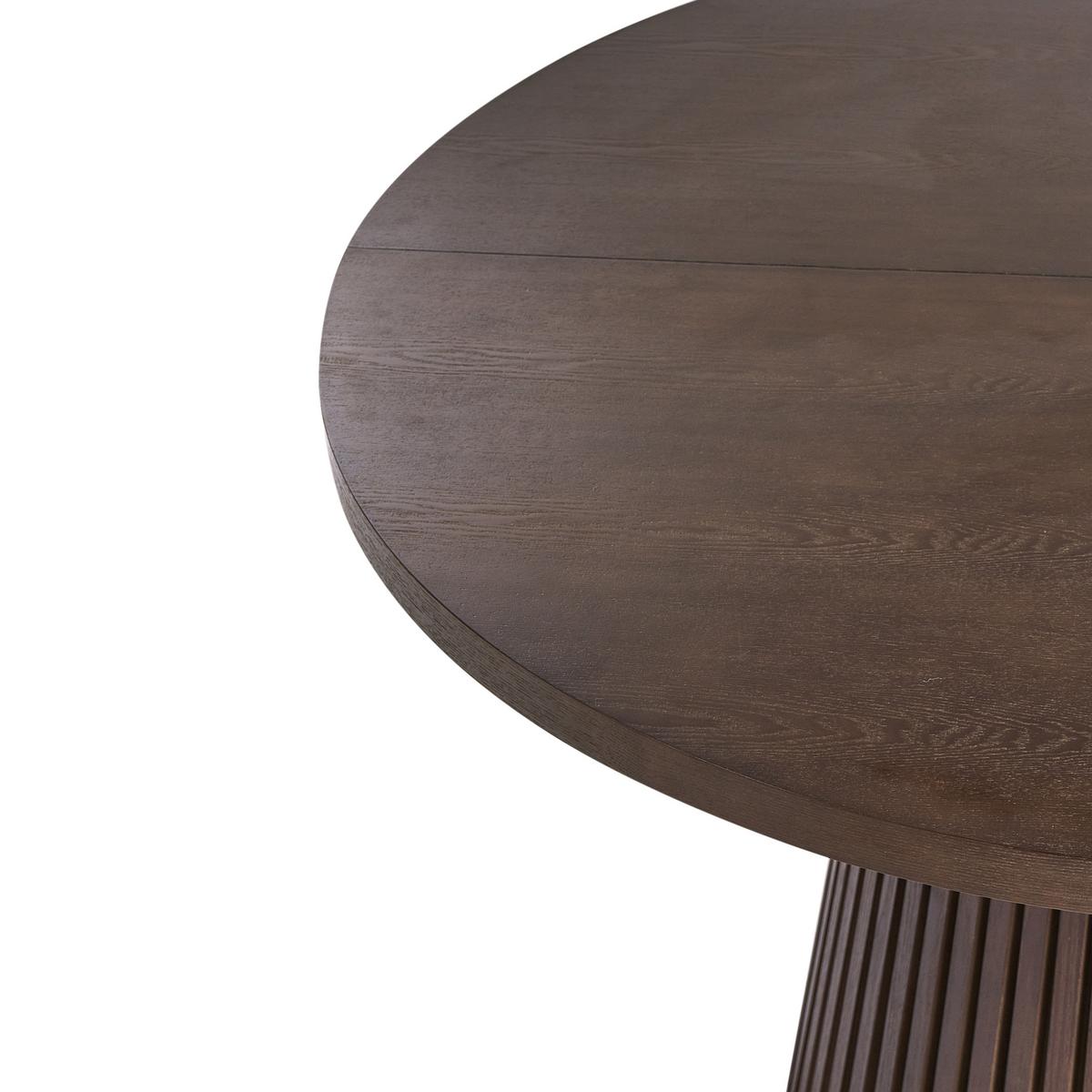ESSTISCH ausziehbar Dunkle Esche 120-160/120 cm Moore - Dunkelbraun, Holzwerkstoff (120/120/76cm) - Beliani