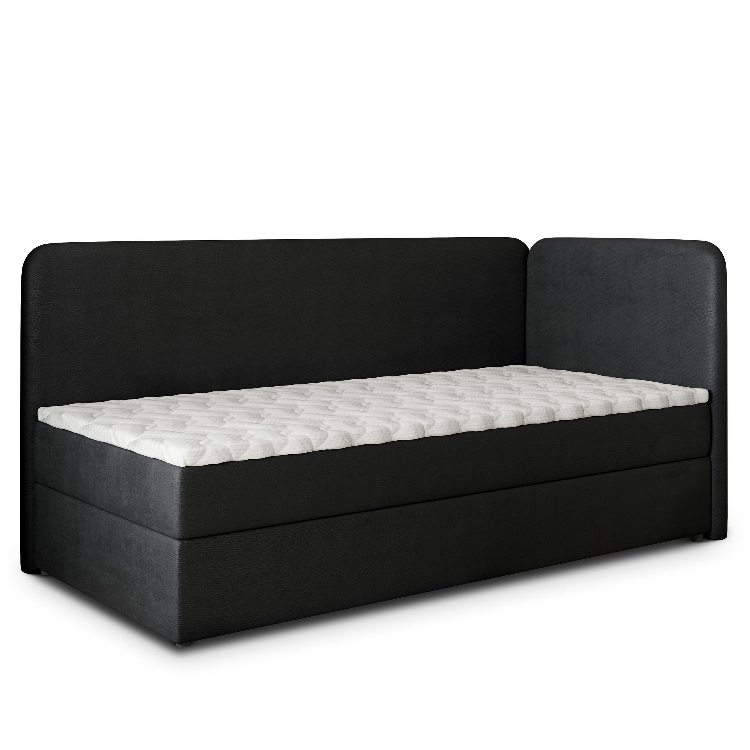 BOXBETT GINA 80x200 cm mit Matratze und Topper, H2+H3 - Schwarz - Schwarz, Holz (80/200cm) - MASSENO