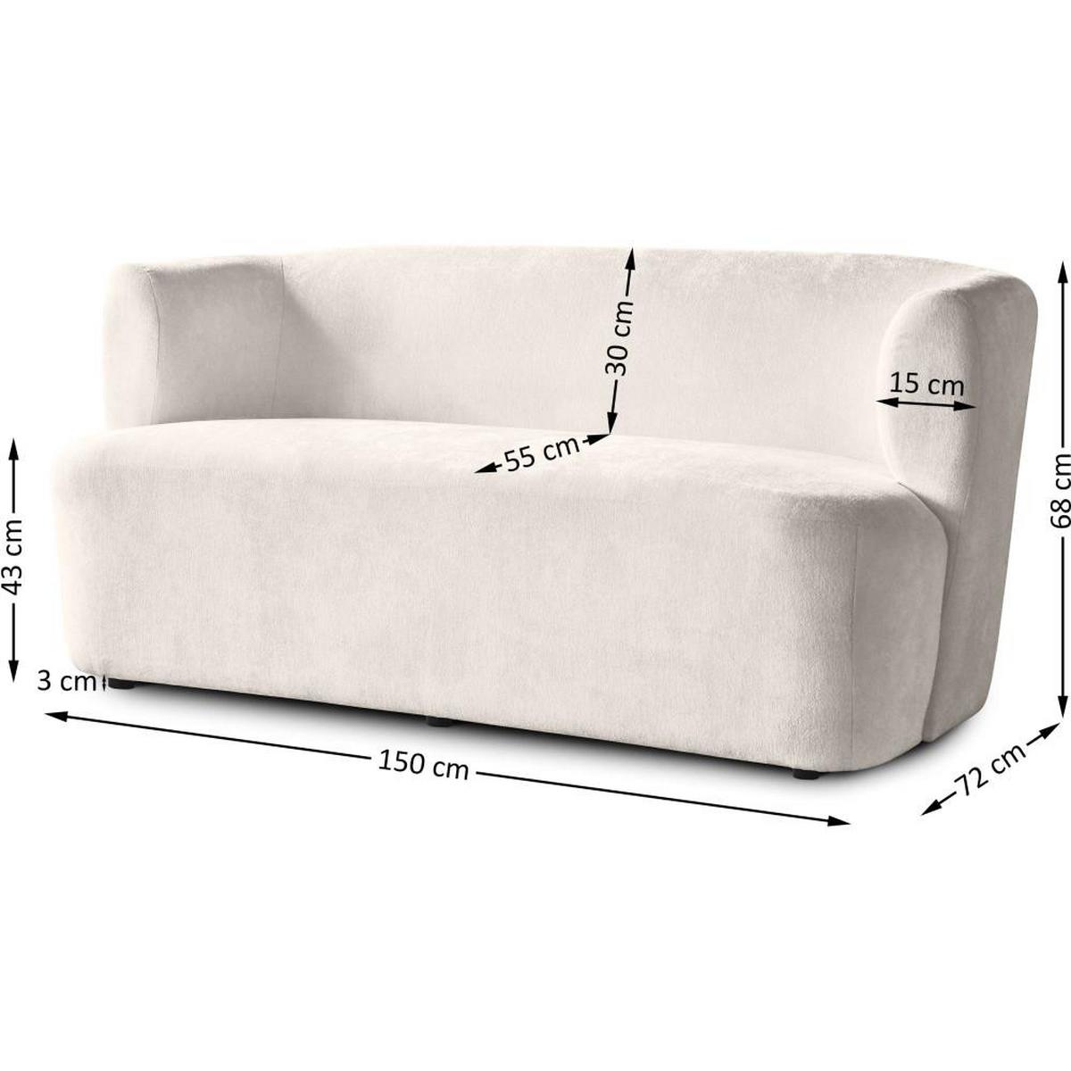 2-SITZER SOFA Nori beige velour - Beige/Schwarz, Kunststoff/Textil (150/68/72cm) - Beautysofa