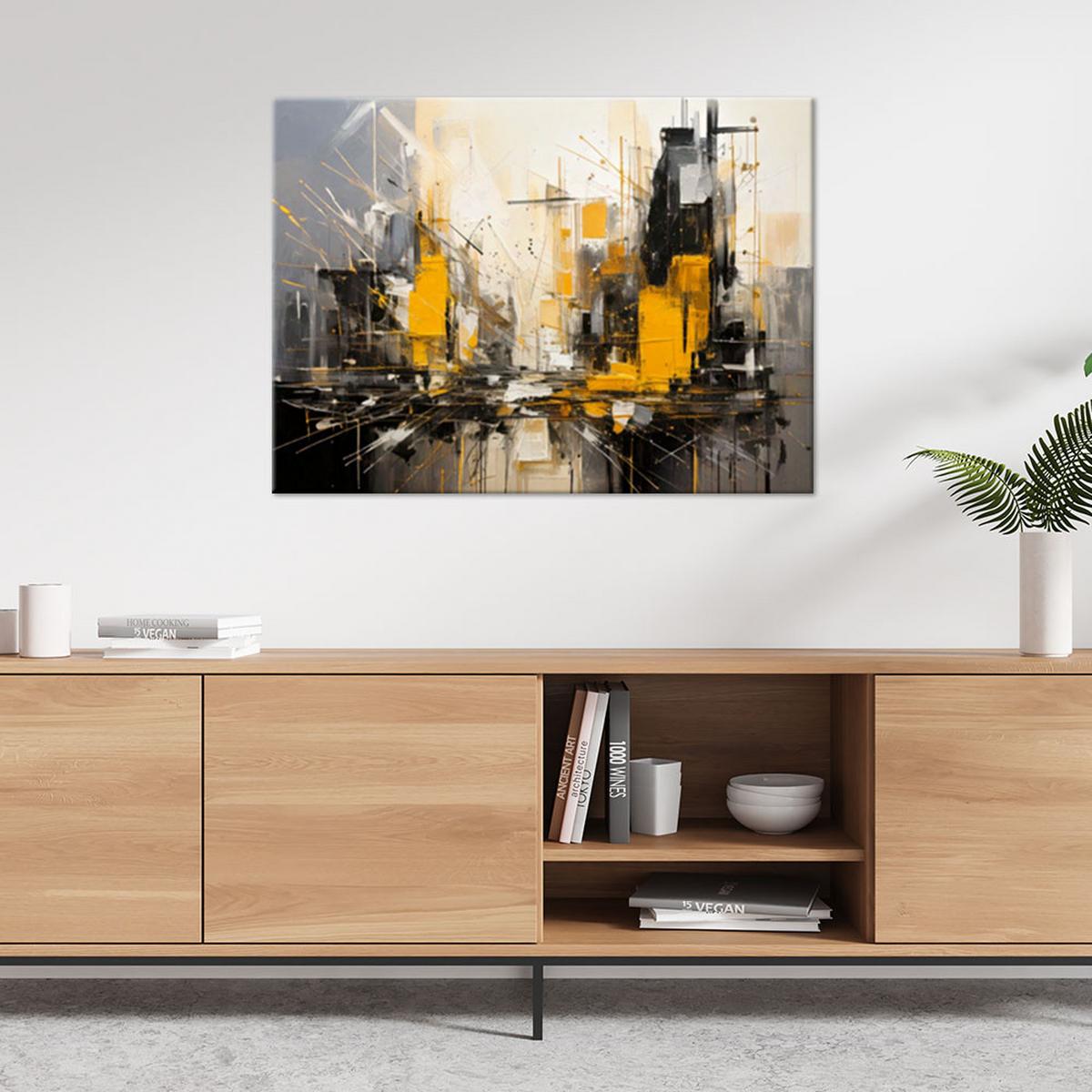 LEINWANDBILD Abstraktion 100x70cm - Gelb, Textil (100/70cm) - Feeby