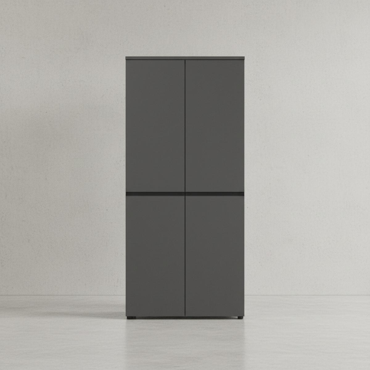 AKTENSCHRANK STUTTGART, 197 cm hoch, 5 Ordnerhöhen, Soft-Close Graphit - Schwarz, Holzwerkstoff (81/197/40cm) - KADIMA DESIGN