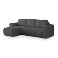 ECKSOFA RINOVA Grau Boucle-Stoff mit Schlaffunktion - Grau, Holz (250/143cm) - MASSENO