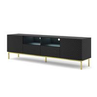 TV LOWBOARD Schwarz, Schwarz Hochglanz, Gold 200/58/42 - Schwarz Hochglanz/Schwarz, Holzwerkstoff (200/58/42cm) - RAUMHIRSCH FURNITURE