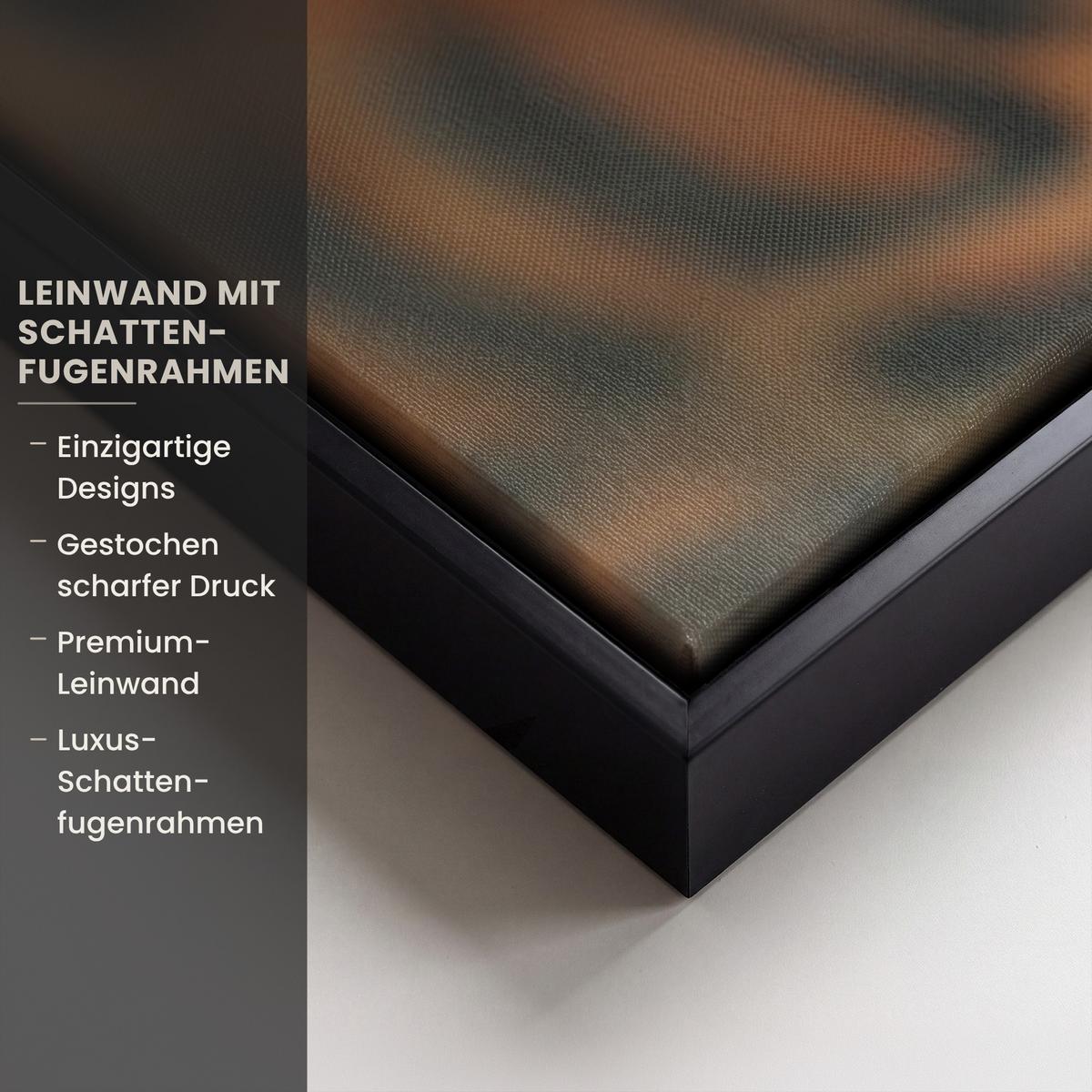 LEINWAND Bilder mit Rahmen - Natur - Leopard - Tier - Sonnenuntergang - Modern - 80x120 - Orange, Textil (80/120cm) - MuchoWow