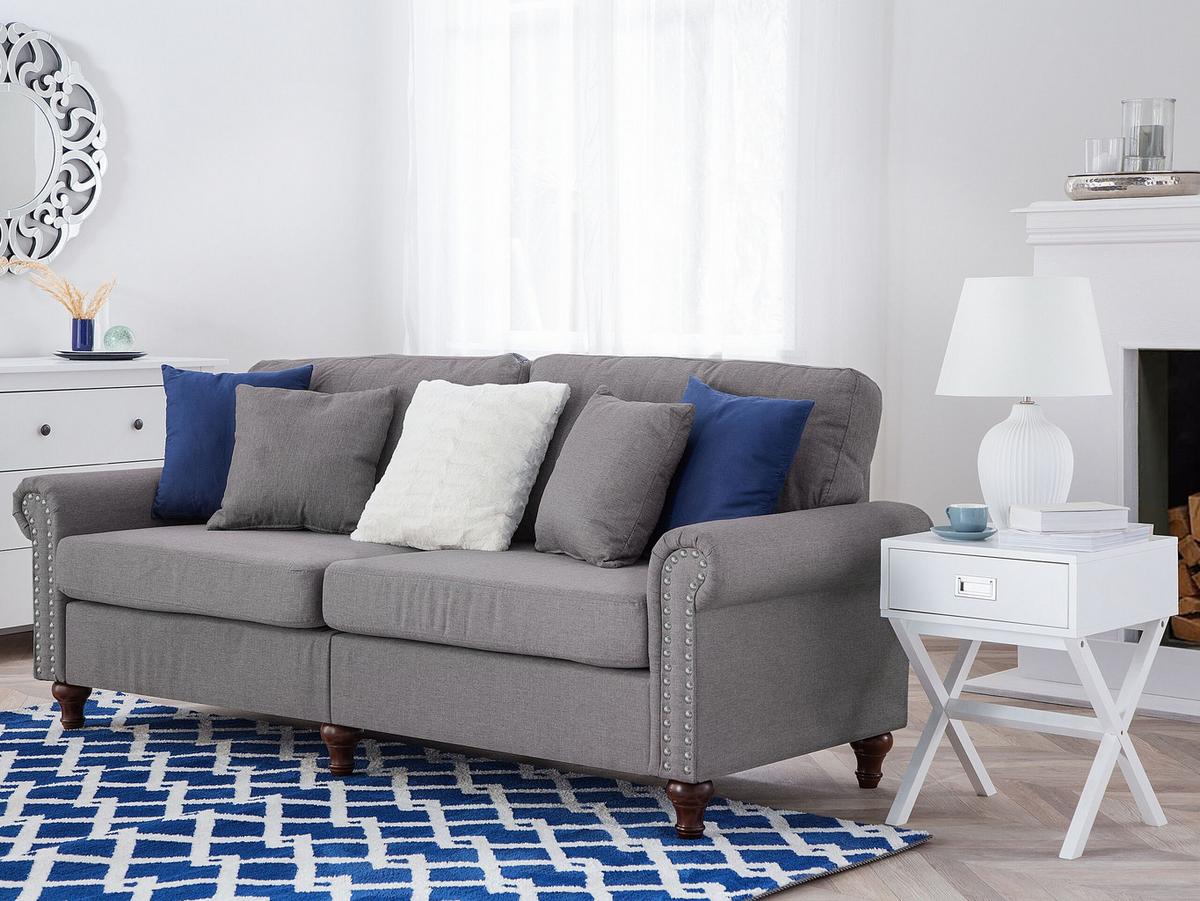 3-SITZER-SOFA Polyester Grau Otra - Hellgrau, Textil (195/84/76cm) - Beliani