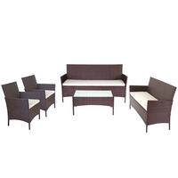 POLY-RATTAN GARNITUR Braun - Braun/Weiß, Kunststoff - MCW