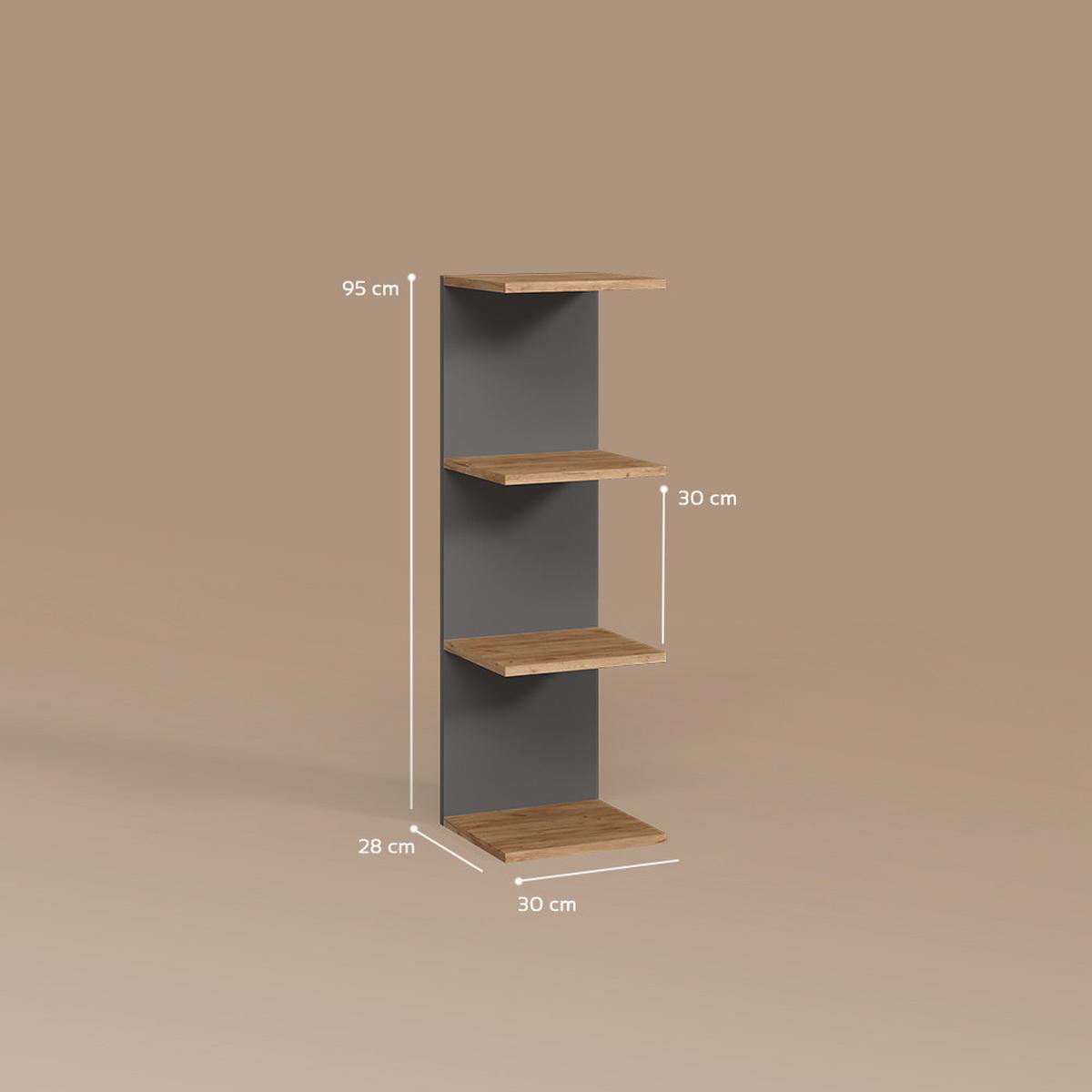 WANDREGAL Vesuvio Anthrazit 30 x 95 cm 2er Set - Anthrazit, Holzwerkstoff (30/95/28cm) - Livinity®
