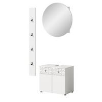 BADMÖBEL-SET weiß Hochglanz 3-teilig 100 cm, Komplettset mit 3D-Struktur - Weiß Hochglanz, Glas/Holzwerkstoff (101/187/37cm) - Inn.Furn