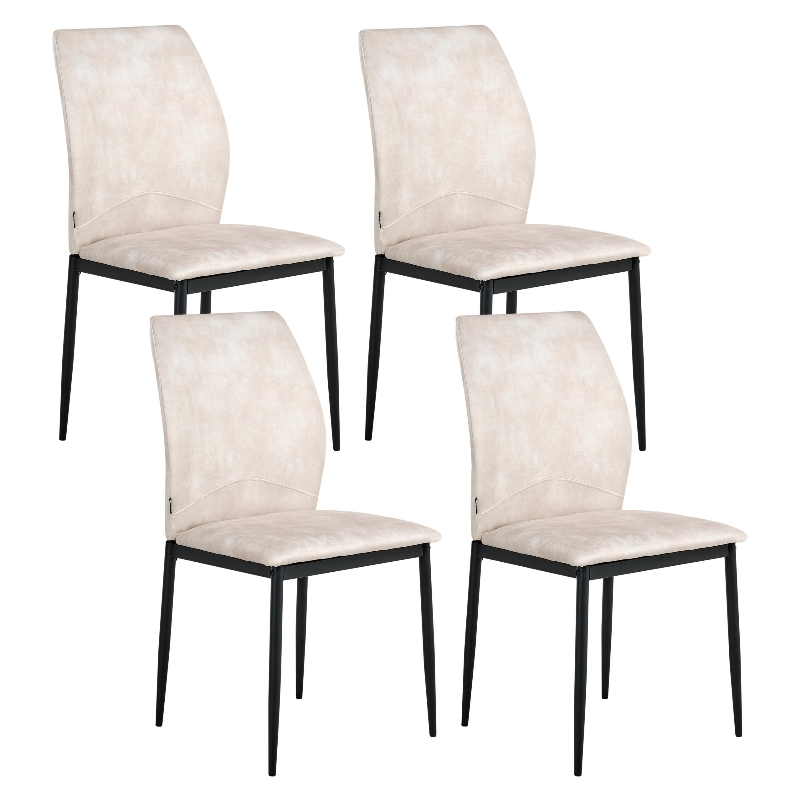 ESSZIMMERSTUHL 4er-Set Hellbeige Rocheport - Beige/Schwarz, Textil (46/89/44cm) - Beliani
