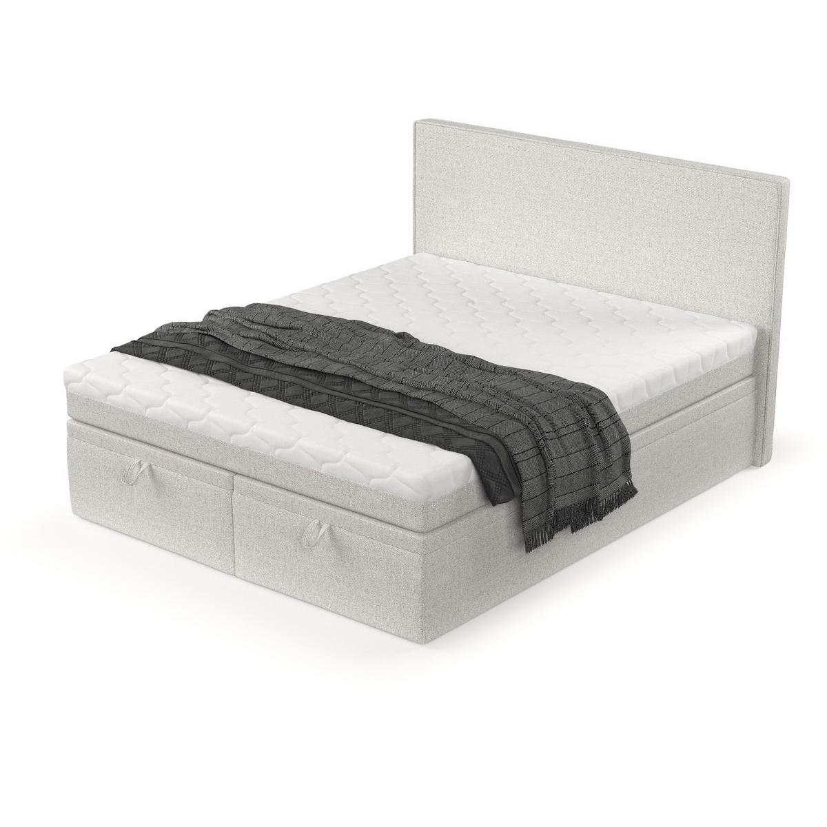 BOXBETT Zalla 200/200 cm Hellbeige im Riva Stoff - Sandfarben/Schwarz, Holz/Holzwerkstoff (200/200cm) - AltaBeds