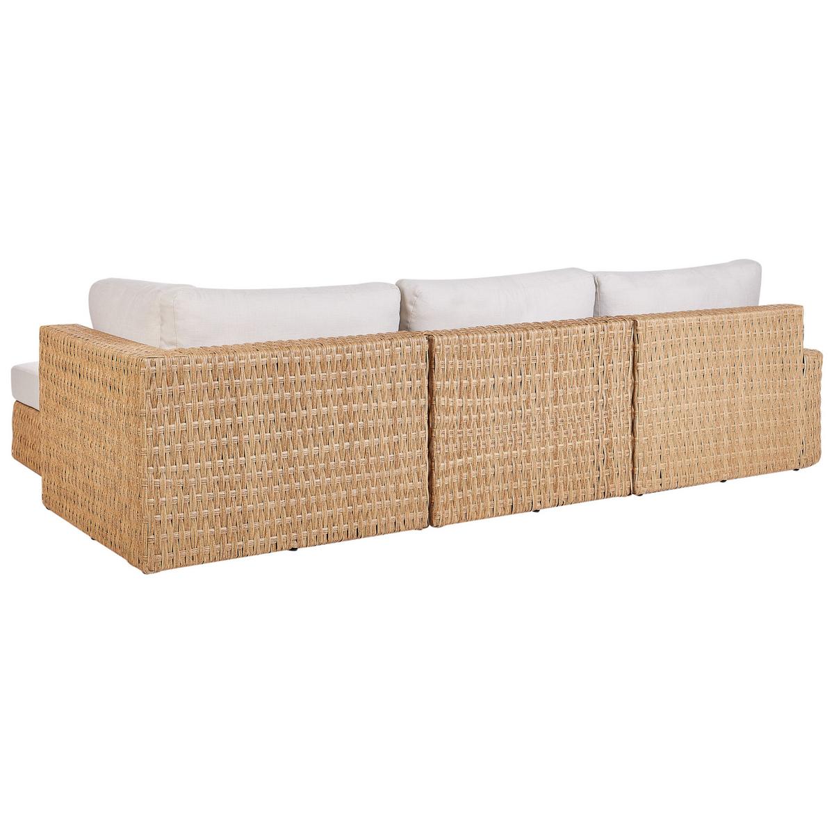 GARTEN-ECKSOFA mit Tisch 4-Sitzer Polyrattan linksseitig Beige Oliveri - Beige/Naturfarben, Kunststoff - Beliani