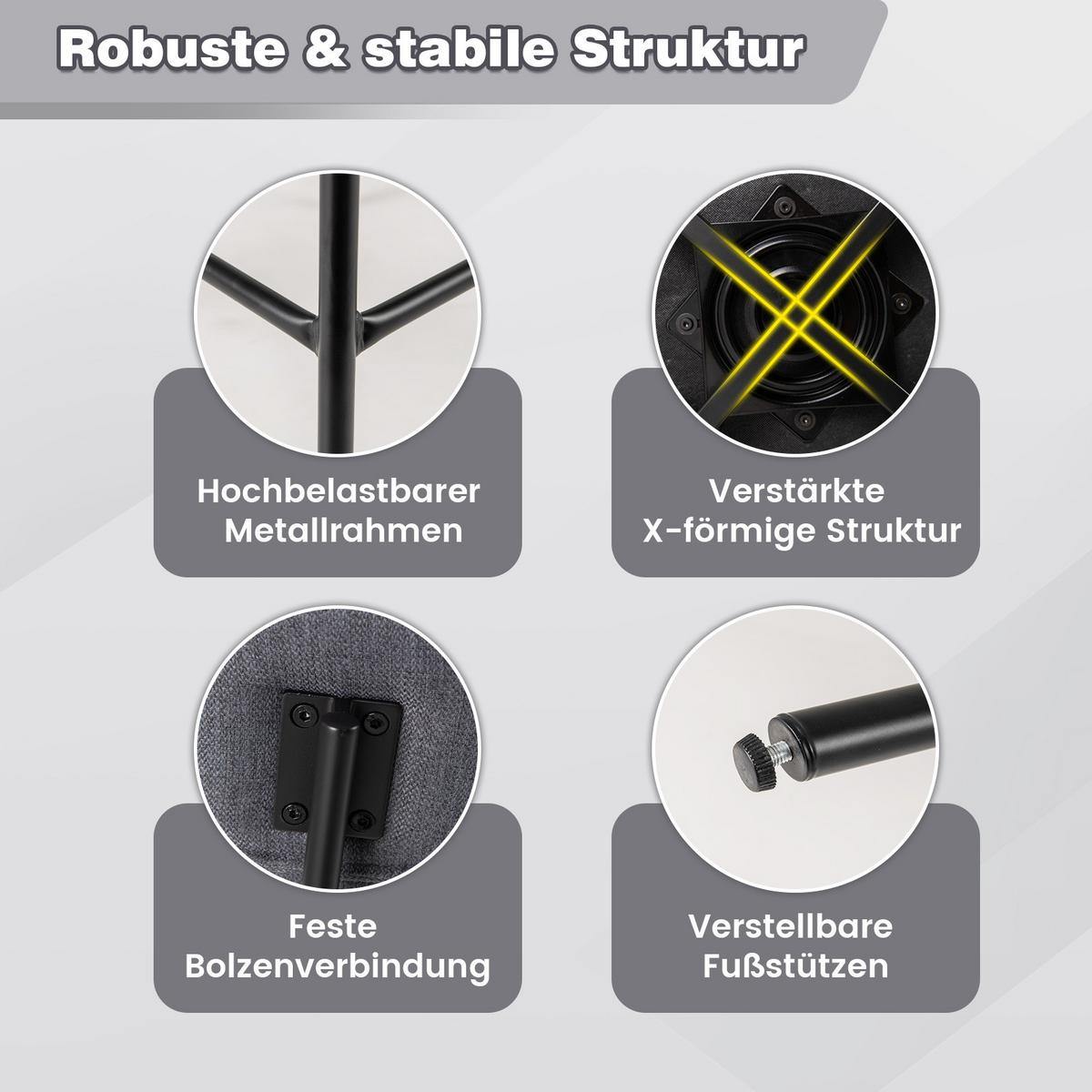 BARHOCKER Grau(2er-Set) - Grau, Metall (51/90.5/47cm) - COSTWAY