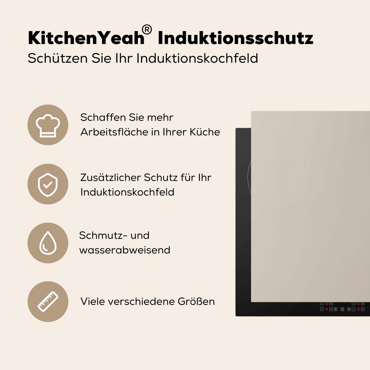 HERDABDECKPLATTE Pampasgras - Federn - Pastell - Weiß Ceranfeldabdeckung 90x52 cm - Creme, Kunststoff (90/52/0.2cm) - MuchoWow