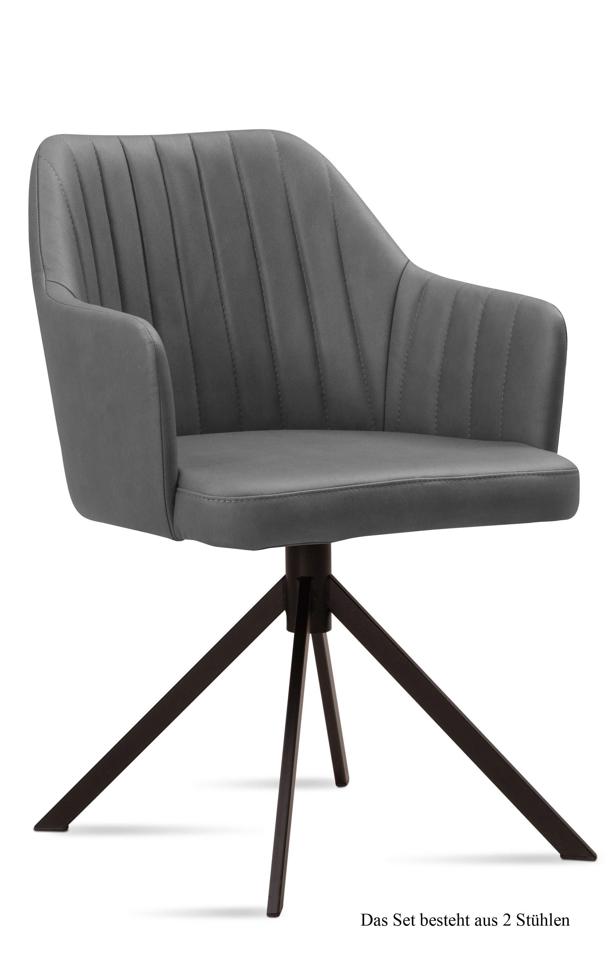 ARMLEHNSTUHL (2er-Set) Durva 58x81x60 Schwarz/Grau - Schwarz/Grau, Kunststoff (60/81/58cm) - 58aufmkessel