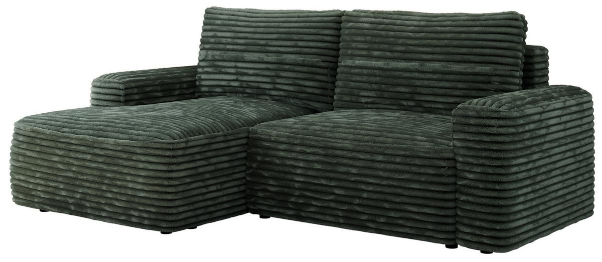 ECKSOFA BELLUNO L Grün Cord - Links - Schwarz/Grün, Textil (144/233cm) - MKS