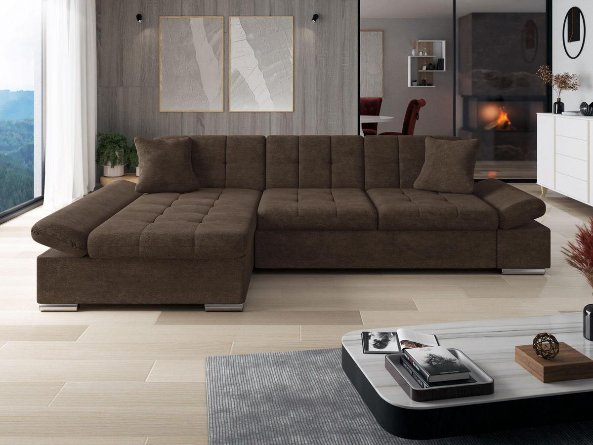 ECKSOFA Montana, Seite: Links - Dunkelbraun, Holz/Textil (278/161cm) - MIRJAN24