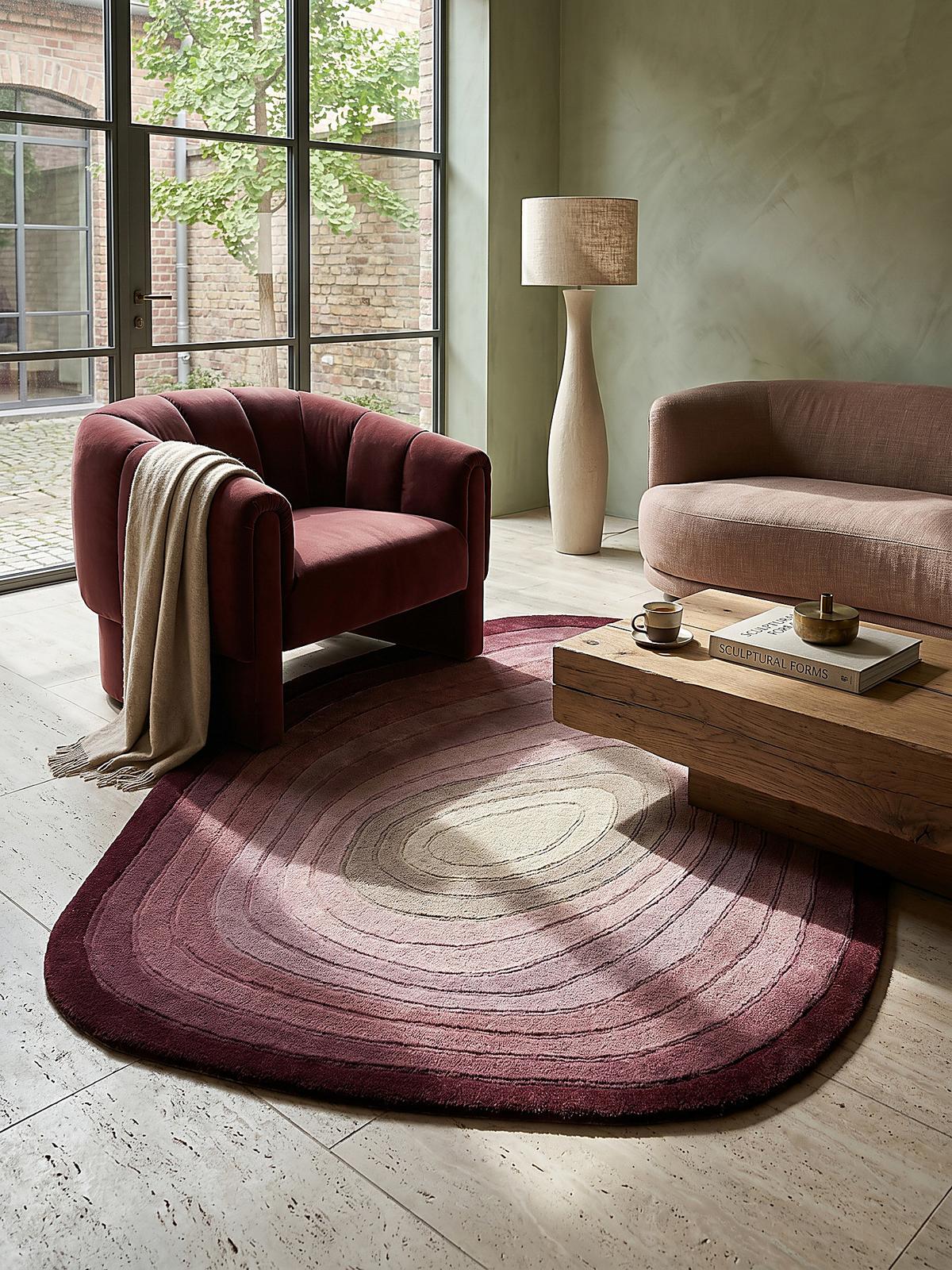 TEPPICH aus Wolle PARRET in Maulbeere, abstrakt, 160 x 230 cm - Rot, Textil (230/160cm) - KADIMA DESIGN