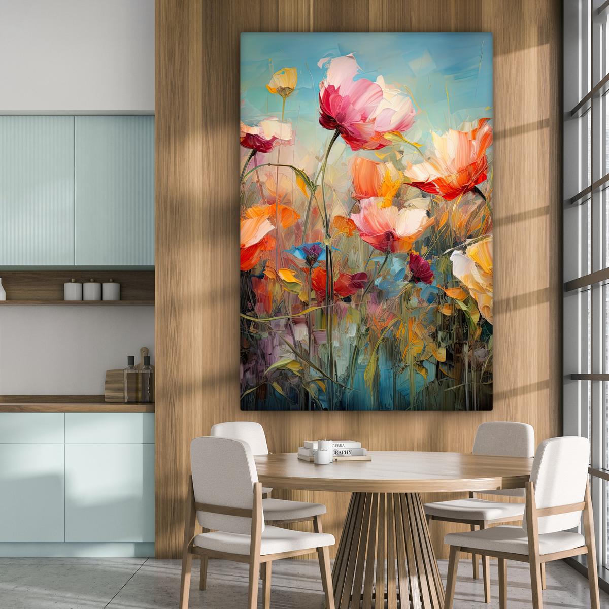 LEINWANDBILD Blumen - Aquarell - Kunst - Botanisch - Natur Deko Groß 90x140 cm - Orange, Textil (90/140cm) - MuchoWow