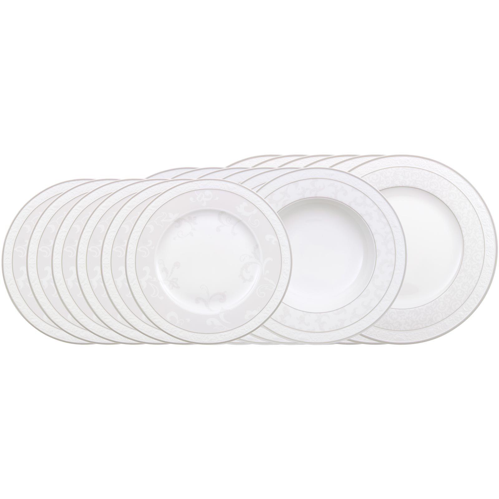 TELLER-SET Gray Pearl weiß 18-tlg. - Weiß, Keramik (2/2/2cm) - Villeroy & Boch