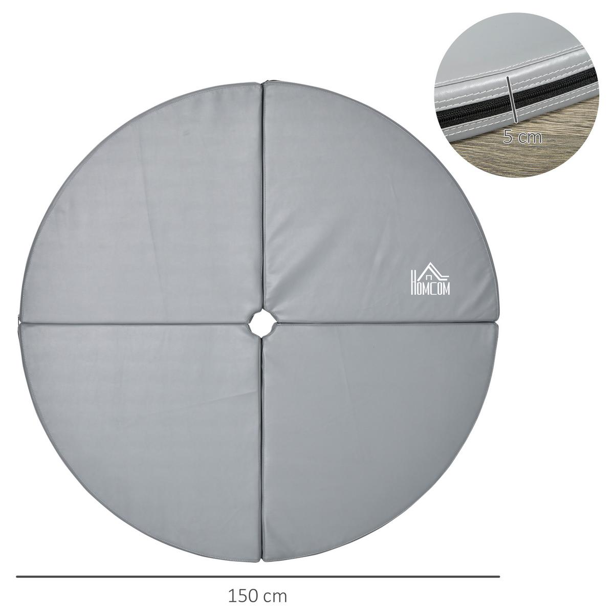 TANZSTANGENMATTE, Ø 150cm Stangentanz Schutzmatte, 5 cm dick Pole Dance Matte - Hellgrau, Kunststoff (150/150cm) - HOMCOM