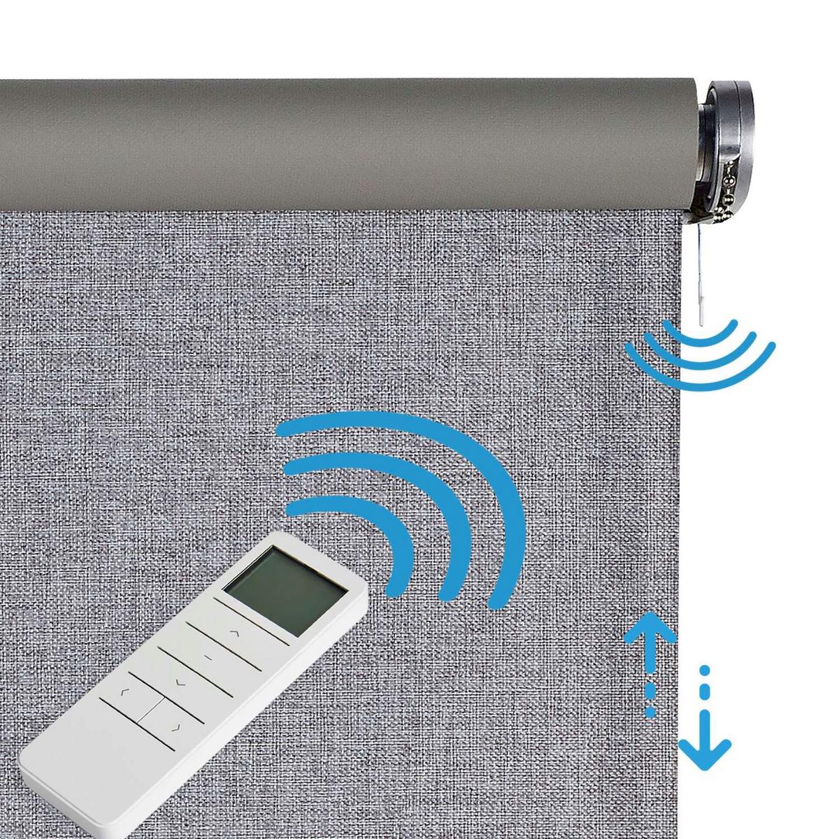 ROLLO motorisiert Silbergrau, 140 x 250 cm - Grau, Kunststoff (140/250cm) - STORESDECO