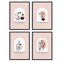 POSTER Set mit 4 abstrakten Kunstblätter Set 2 warmen Erdtönen A3 Schwarzer Rahmen - Schwarz, Papier (29.7/3cm) - Nacnic