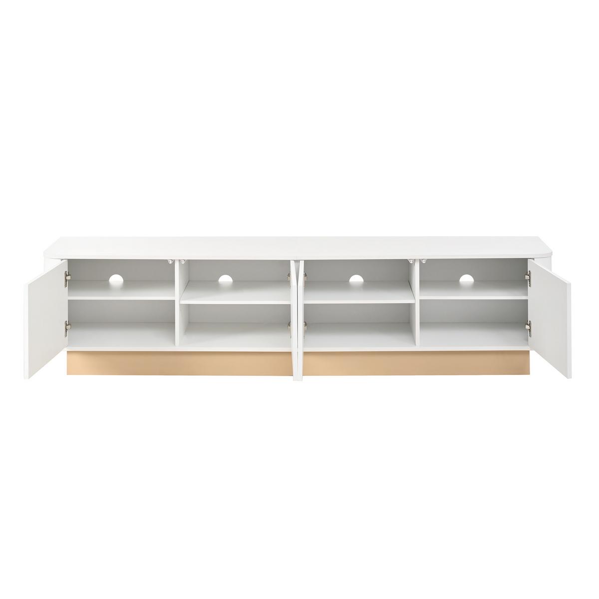 TV-LOWBOARD Luxus-Rillen-Design & abgerundete Ecken - Weiß, Holzwerkstoff (200/47.5/40cm) - Urban Meuble