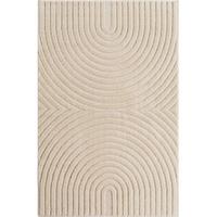 TEPPICH Hochflor RIGI in Creme, mit organischen Bögen in 3D, 80 x 150 cm - Beige, Textil (80/150cm) - KADIMA DESIGN