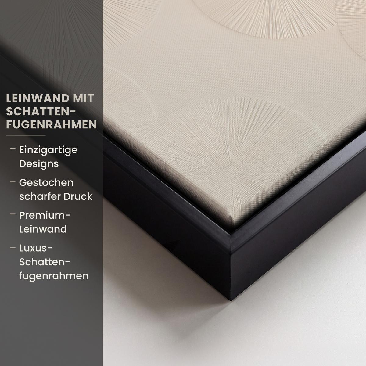 LEINWAND Bilder mit Rahmen - Japandi - Beige - Modern - 40x30 - Ecru, Textil (40/30cm) - MuchoWow