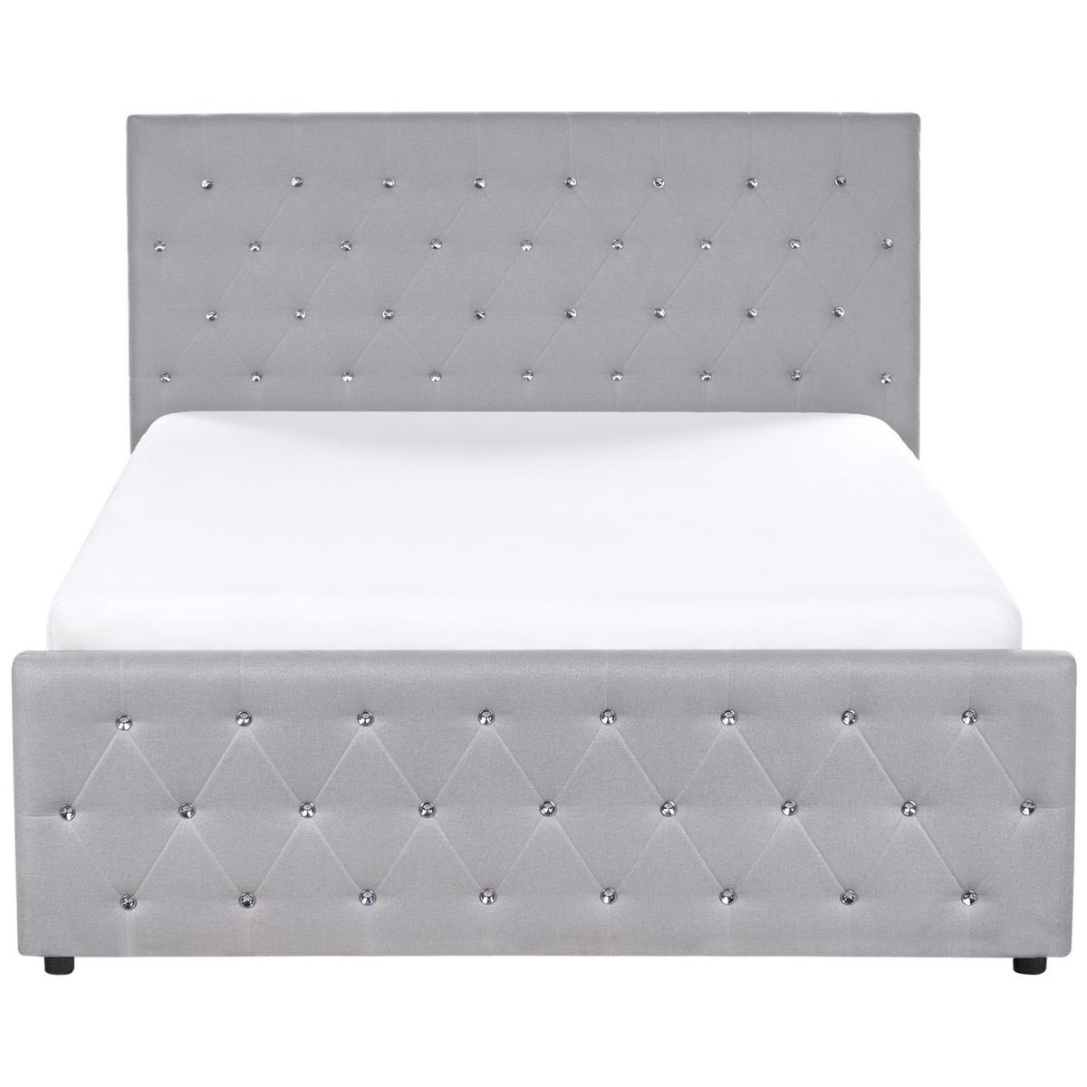 BETT mit Stauraum 140/200 cm Stoff Hellgrau Amiens - Hellgrau, Textil (140/200cm) - Beliani