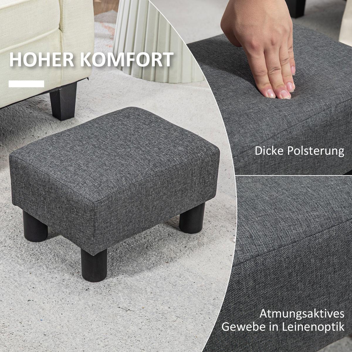 SITZHOCKER Hocker mit Leinenoptik, Dunkelgrau - Dunkelgrau, Kunststoff (30/24/40cm) - HOMCOM