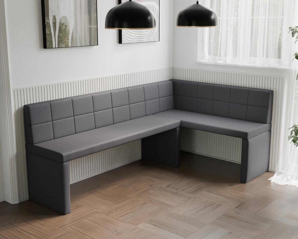 ECKBANK rechts MELVIN Kunstleder, 142/196 cm Dunkelgrau - Dunkelgrau, Holz/Kunststoff (142/196cm) - Idohome
