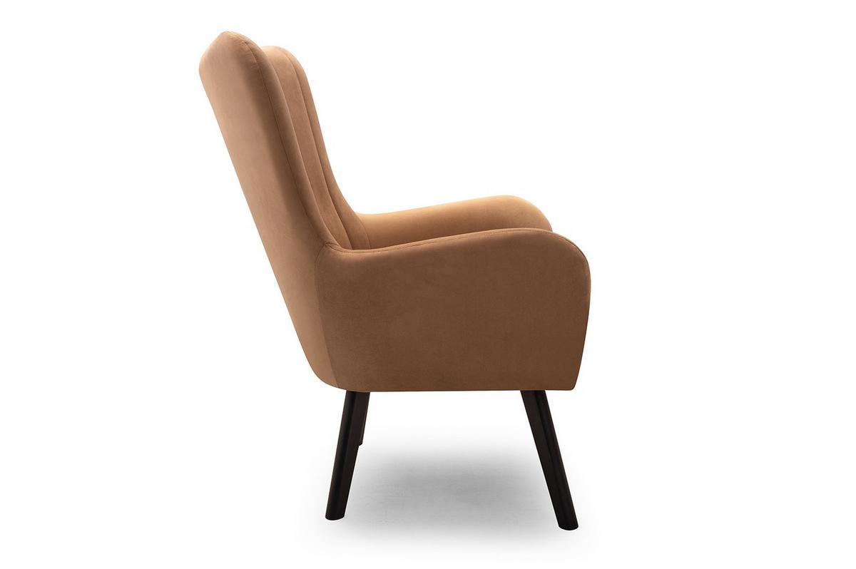 SESSEL DINA, Klassisch Loungesessel ergonomisch, Velours-Stoff Braun - Braun, Holz/Holzwerkstoff (76/100/78cm) - MASSENO