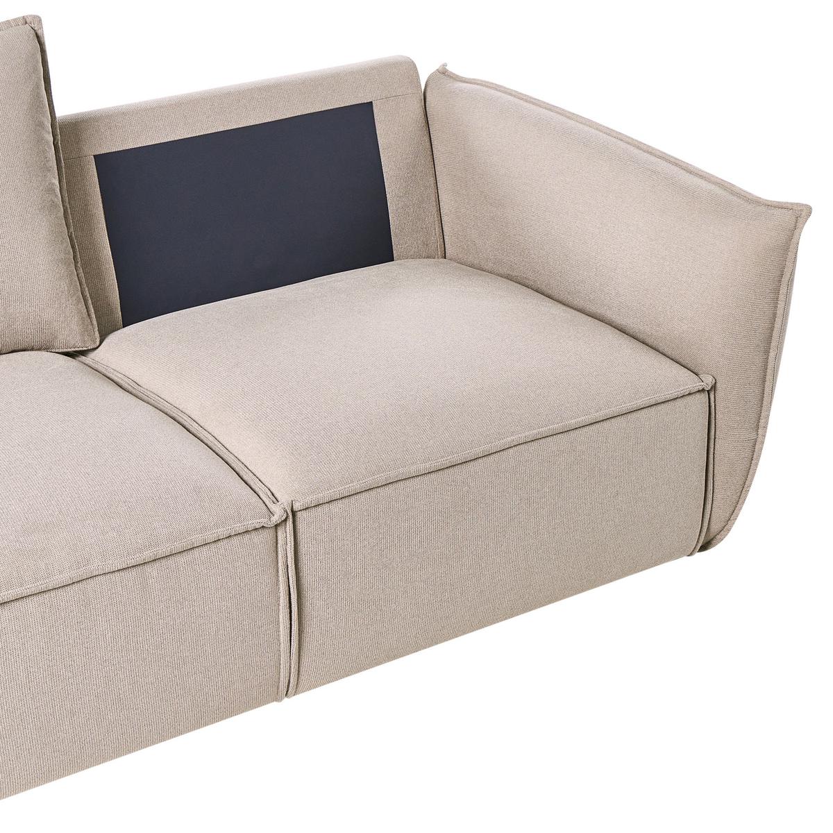 3-SITZER-SOFA Stoff Taupe Kunes - Taupe, Textil (190/82/92cm) - Beliani
